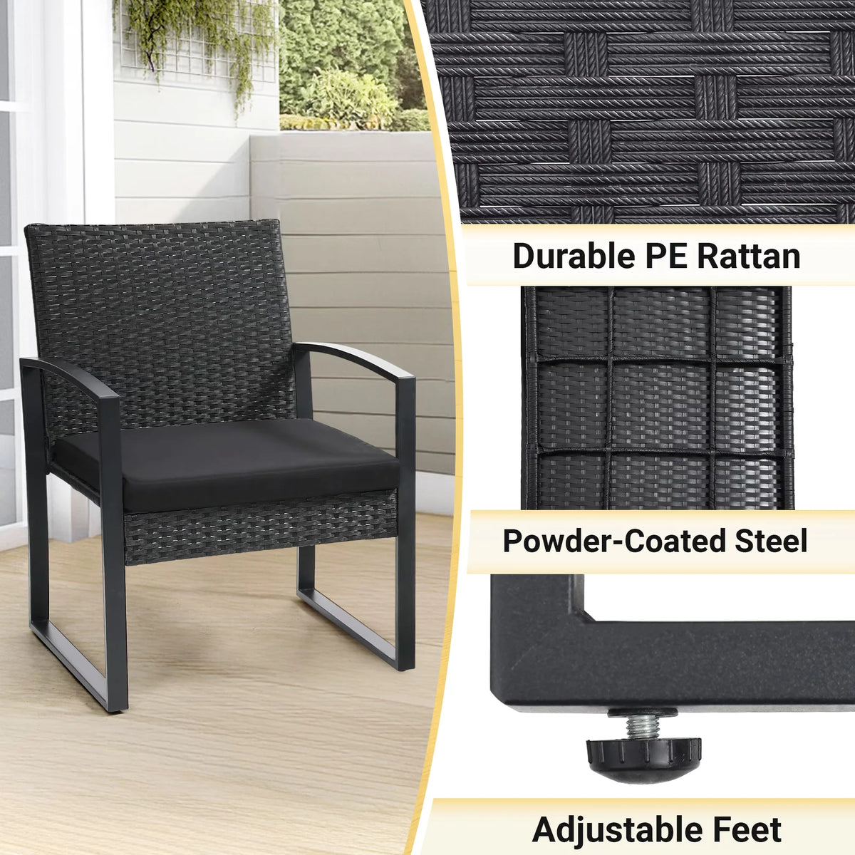 Tuarex Outdoor Wicker Patio Bistro Set With Coffee Table