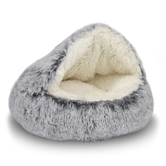 Cozy Cat Bed Round Plush Hooded Cave Indoor Outdoor Waterproof