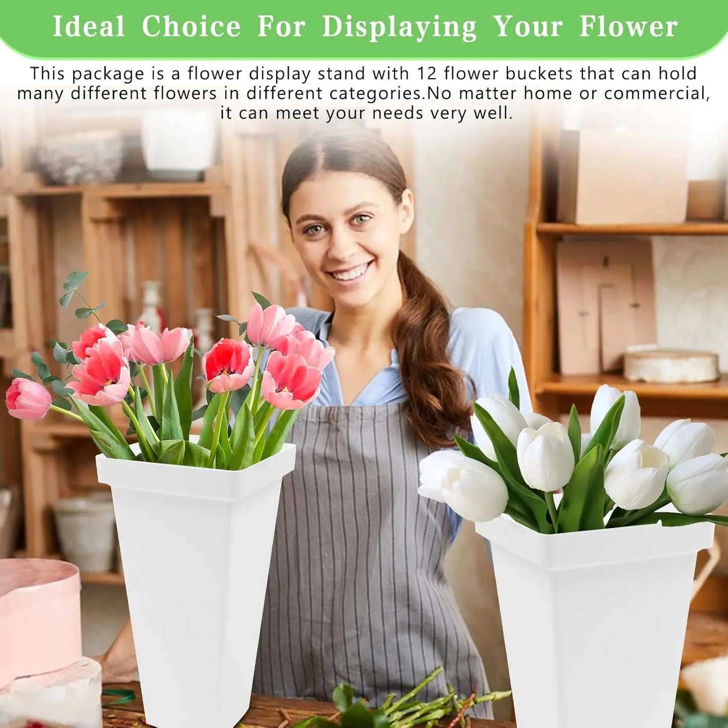 Flower Display Stand With Wheels, 3-Tier Plant Cart, Heavy Duty Indoor