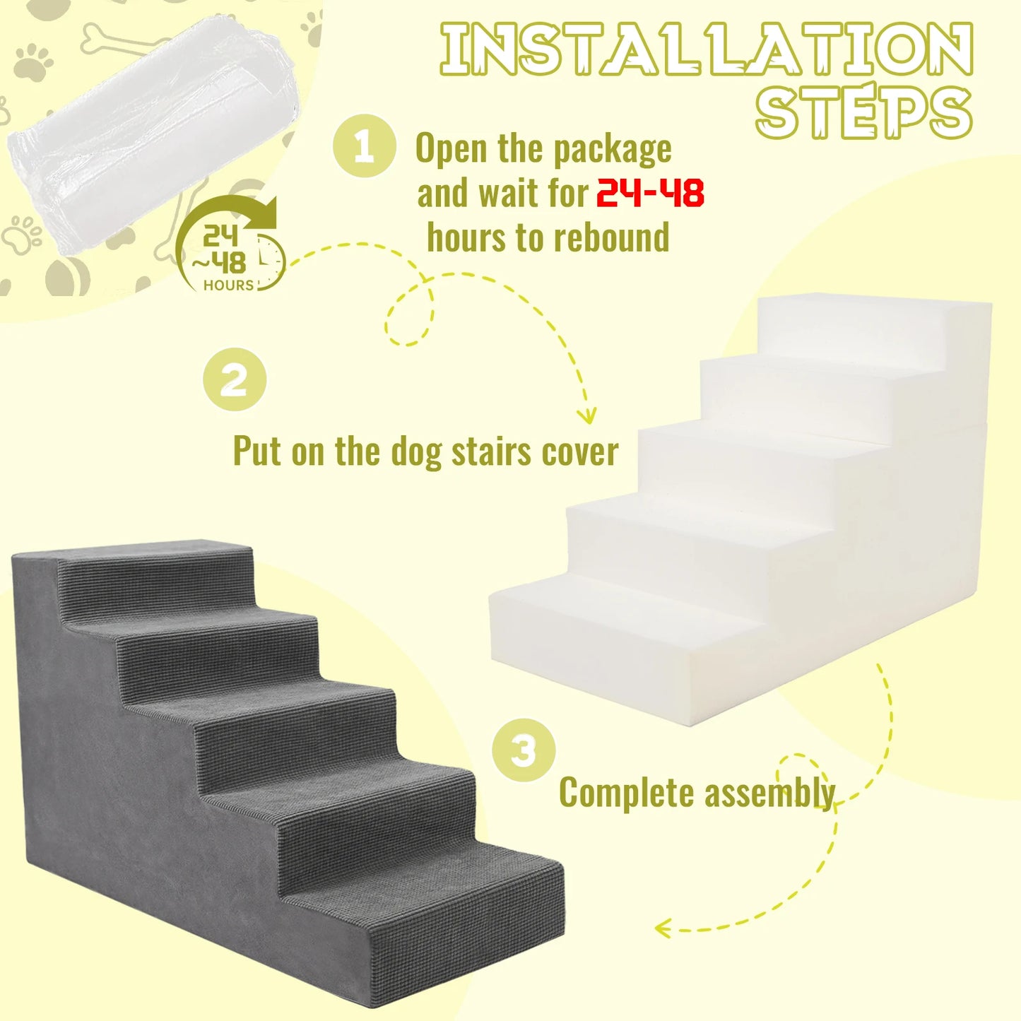 Niubya Pet Stairs For Small Dogs And Cats Non Slip