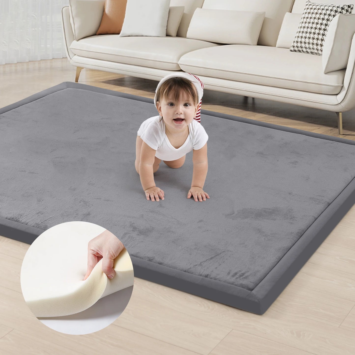 PaPaMat Memory Foam Carpet For Playpen Non Slip Suede Backing