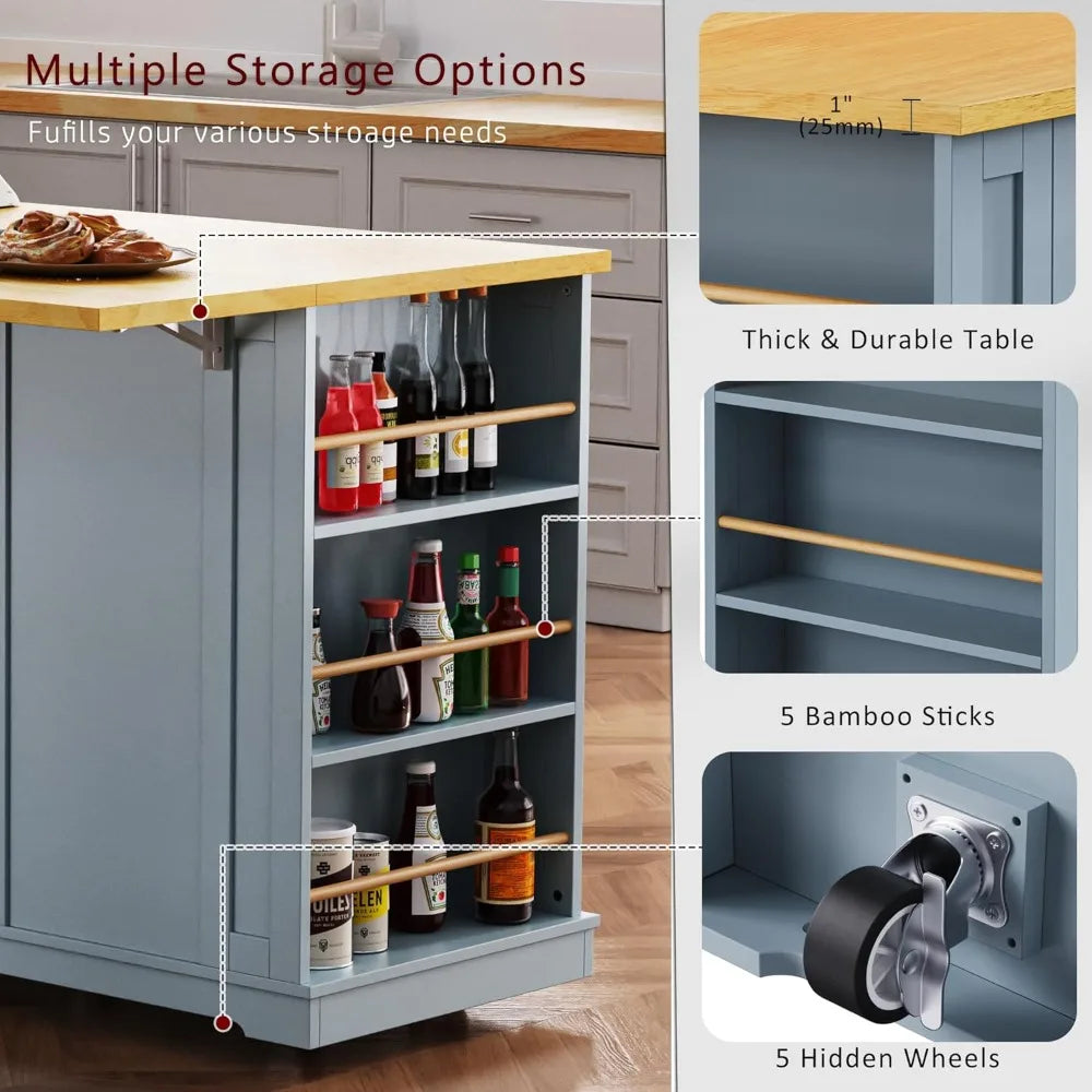 Versatile Kitchen Island With Bar Stools Storage And Power Outlet