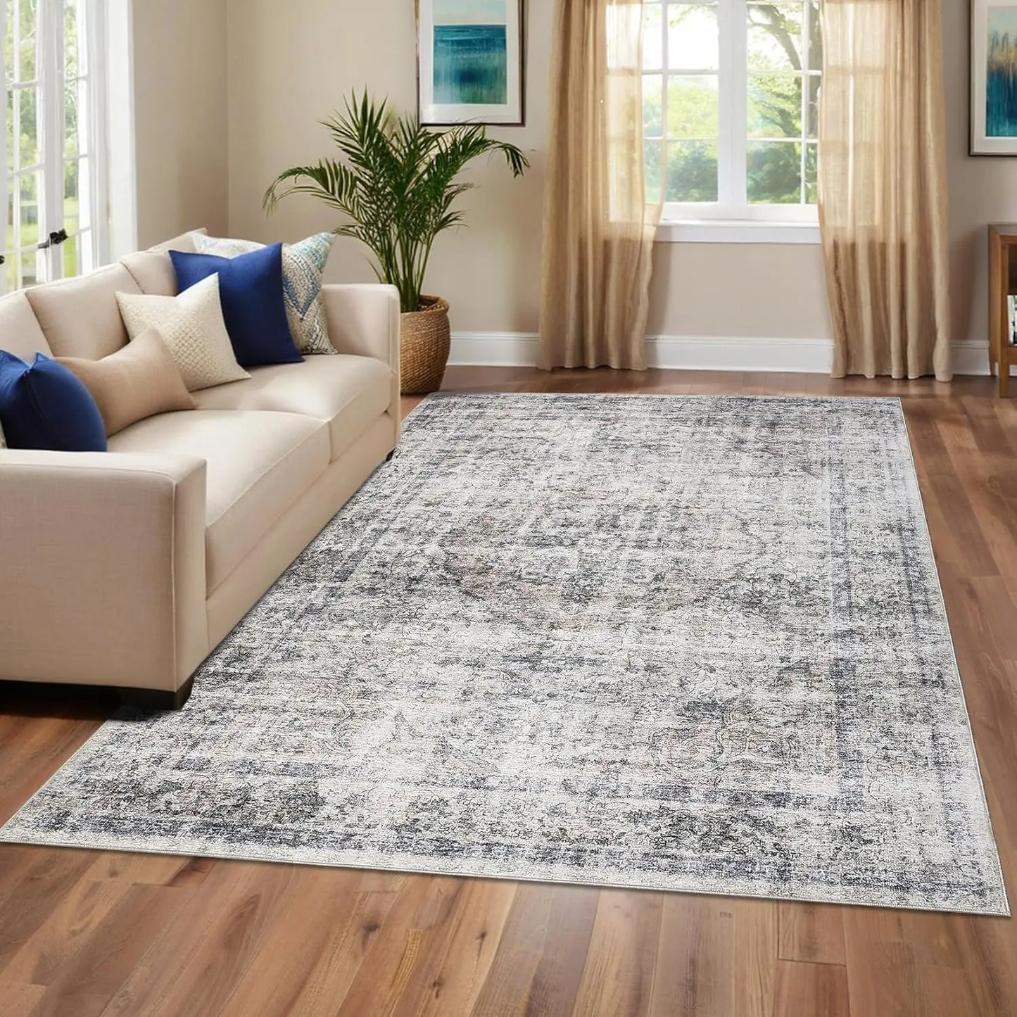 TWISTER.CK Washable Area Rug With Non Slip Backing