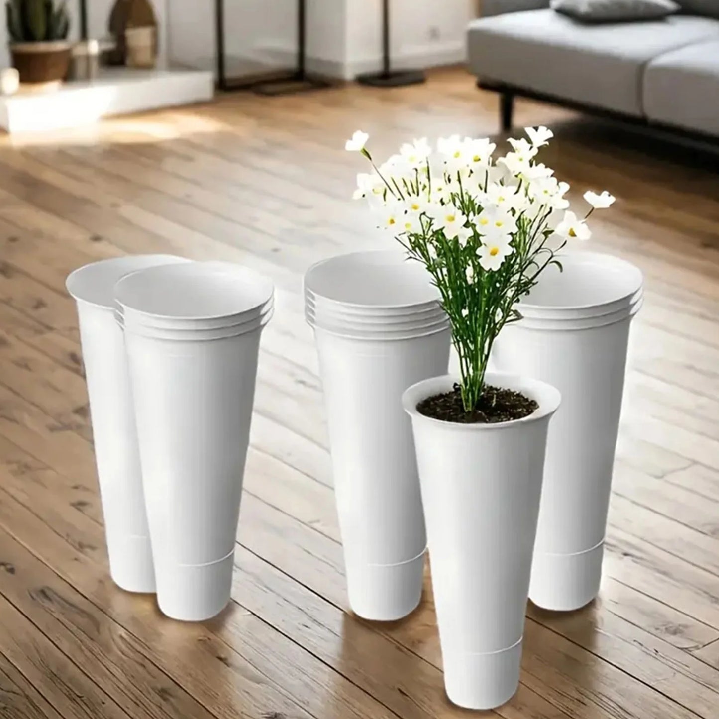 12-Piece Plastic Plant Stand Tapered Buckets Set For Home Garden