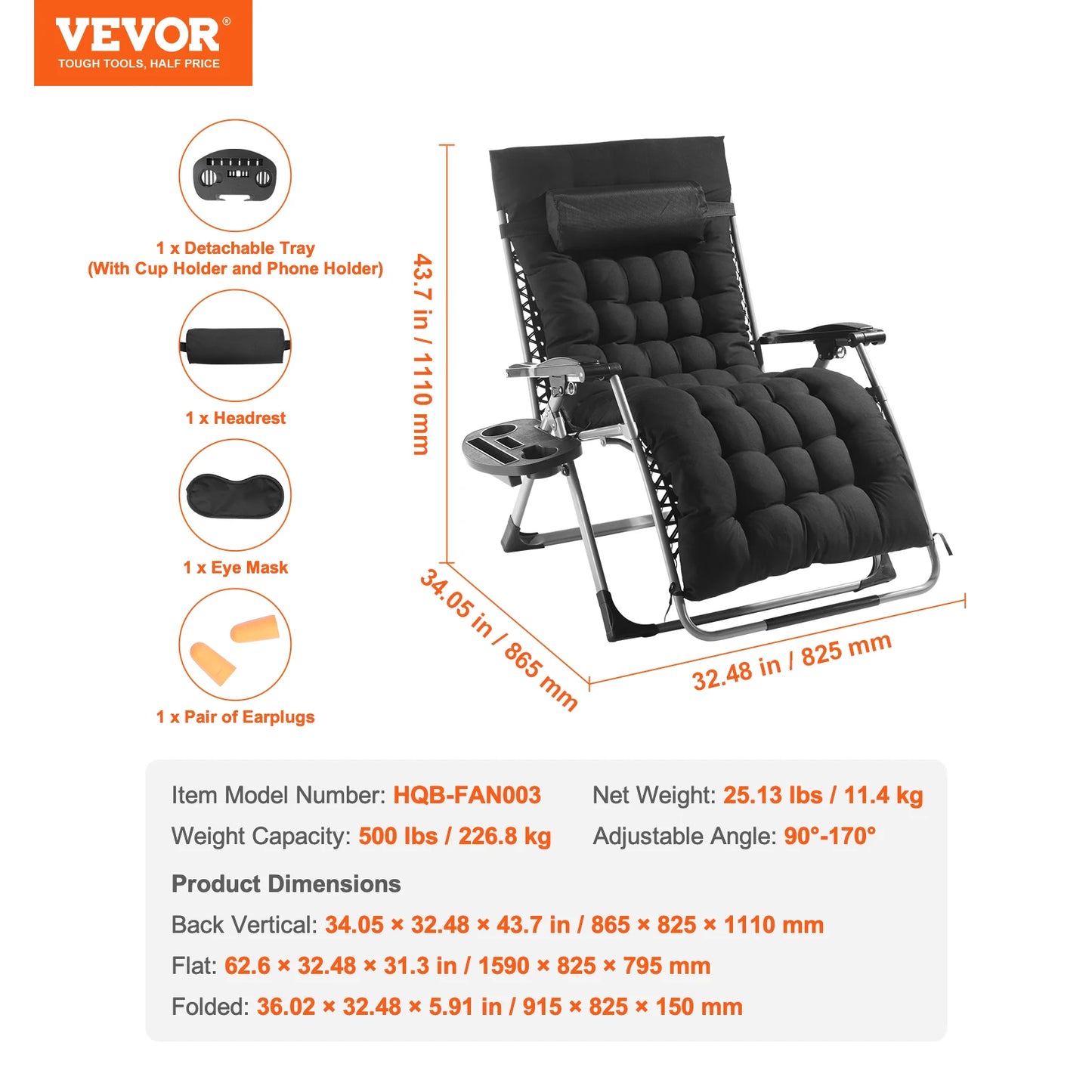 SucceBuy Zero Gravity Chair With Adjustable Recline And Cupholder