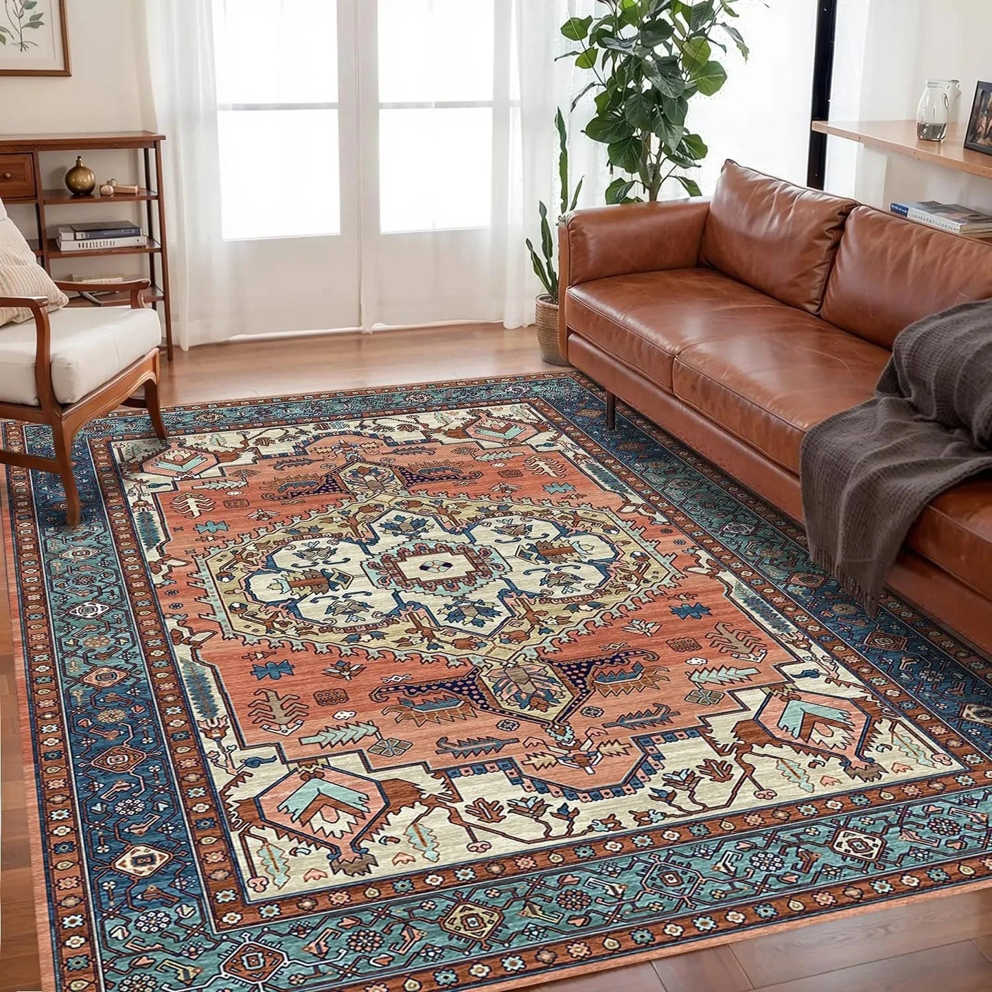 VIKAMA Bohemian Crystal Velvet Anti Slip Living Room Rug