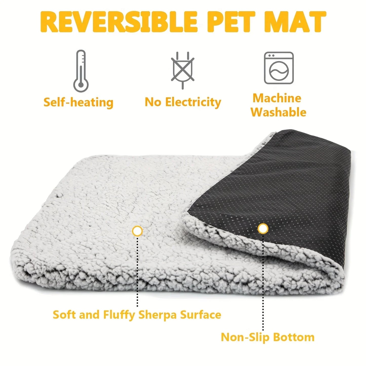 Self Heating Pet Pad Blanket For Dogs And Cats With Anti Slip Bottom
