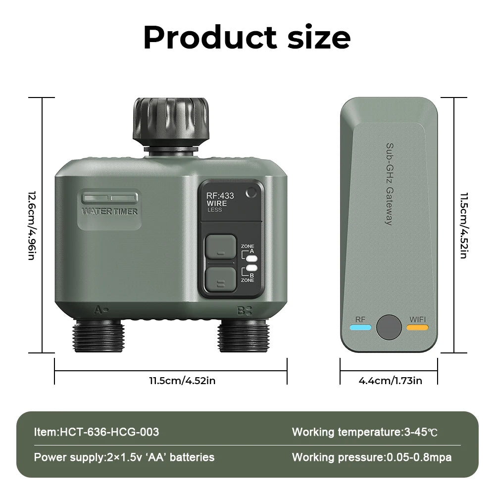 ESHICO Wireless Water Timer HCT-636 2-Zone Irrigation Controller