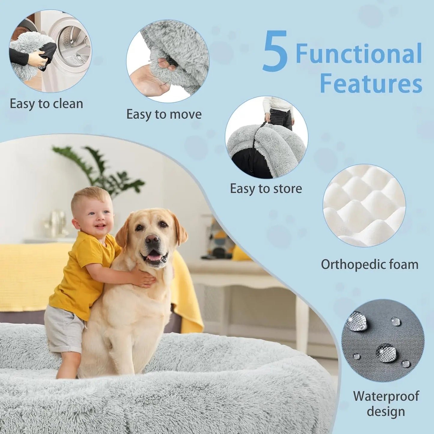 People And Dog Bed Memory Foam For Pets Premium Cozy