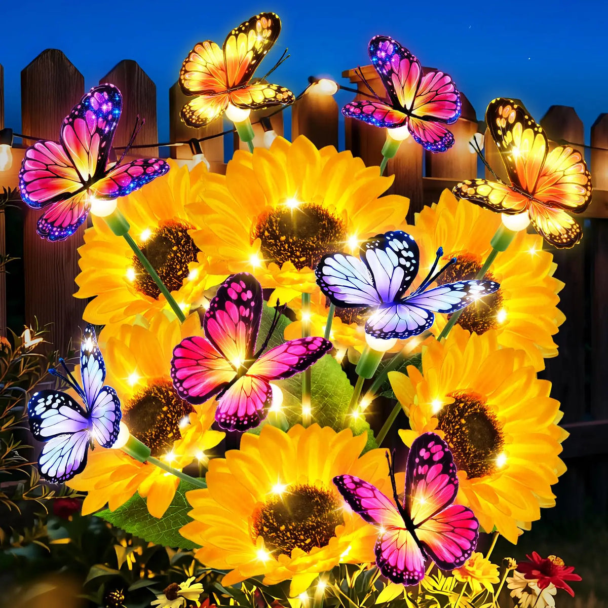 KPSTEK Solar Sunflower Garden Lights With Butterfly Decorations