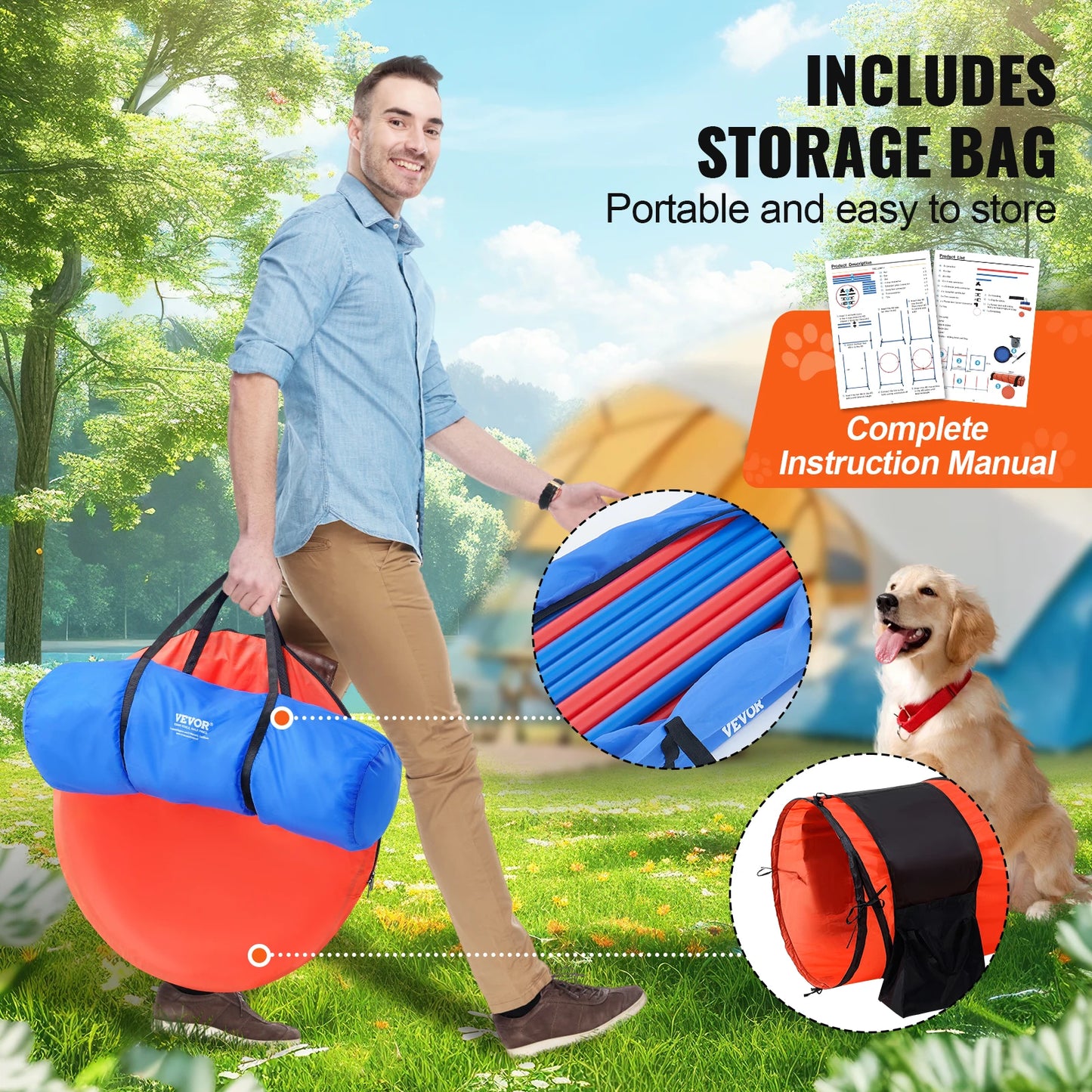 Dog Agility Training Equipment 5 Piece Kit With Adjustable Hurdles