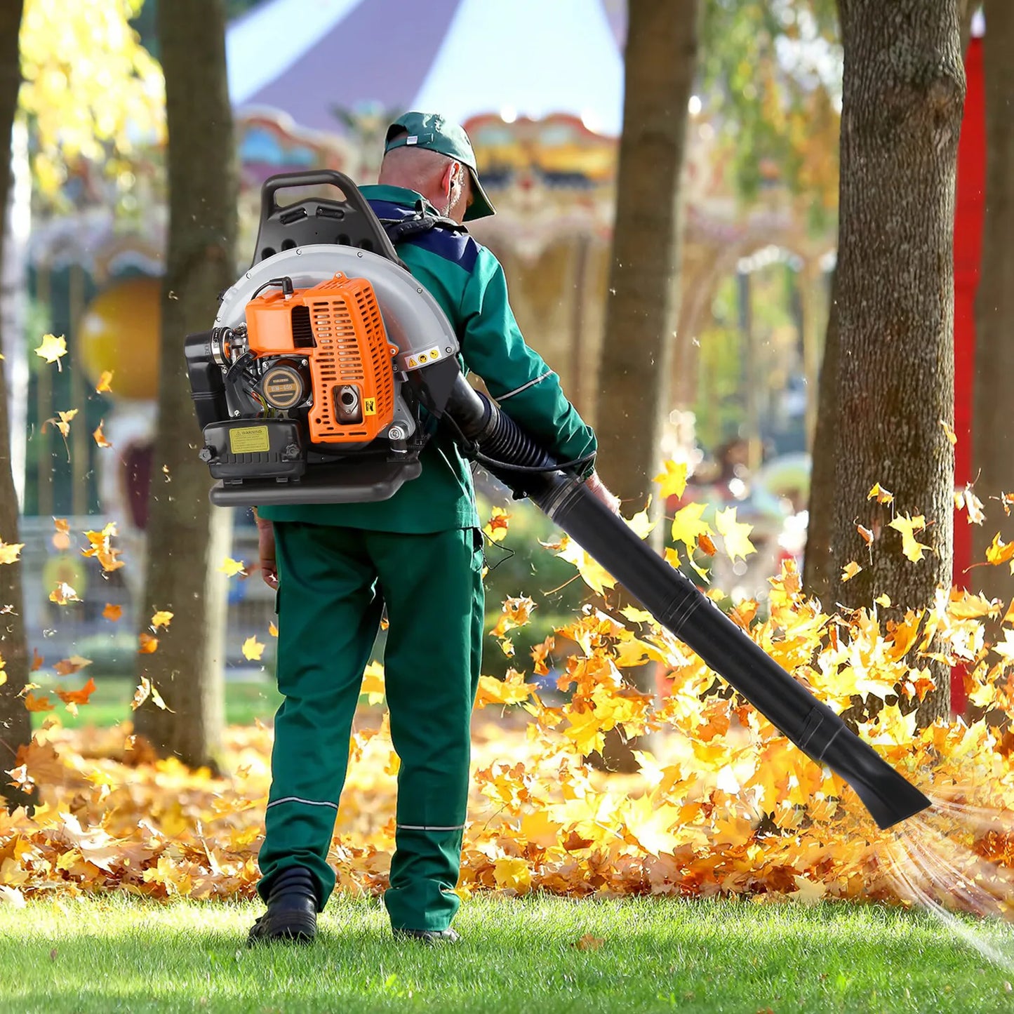 Bymaocar Gas Leaf Blower Backpack Adjustable Speed