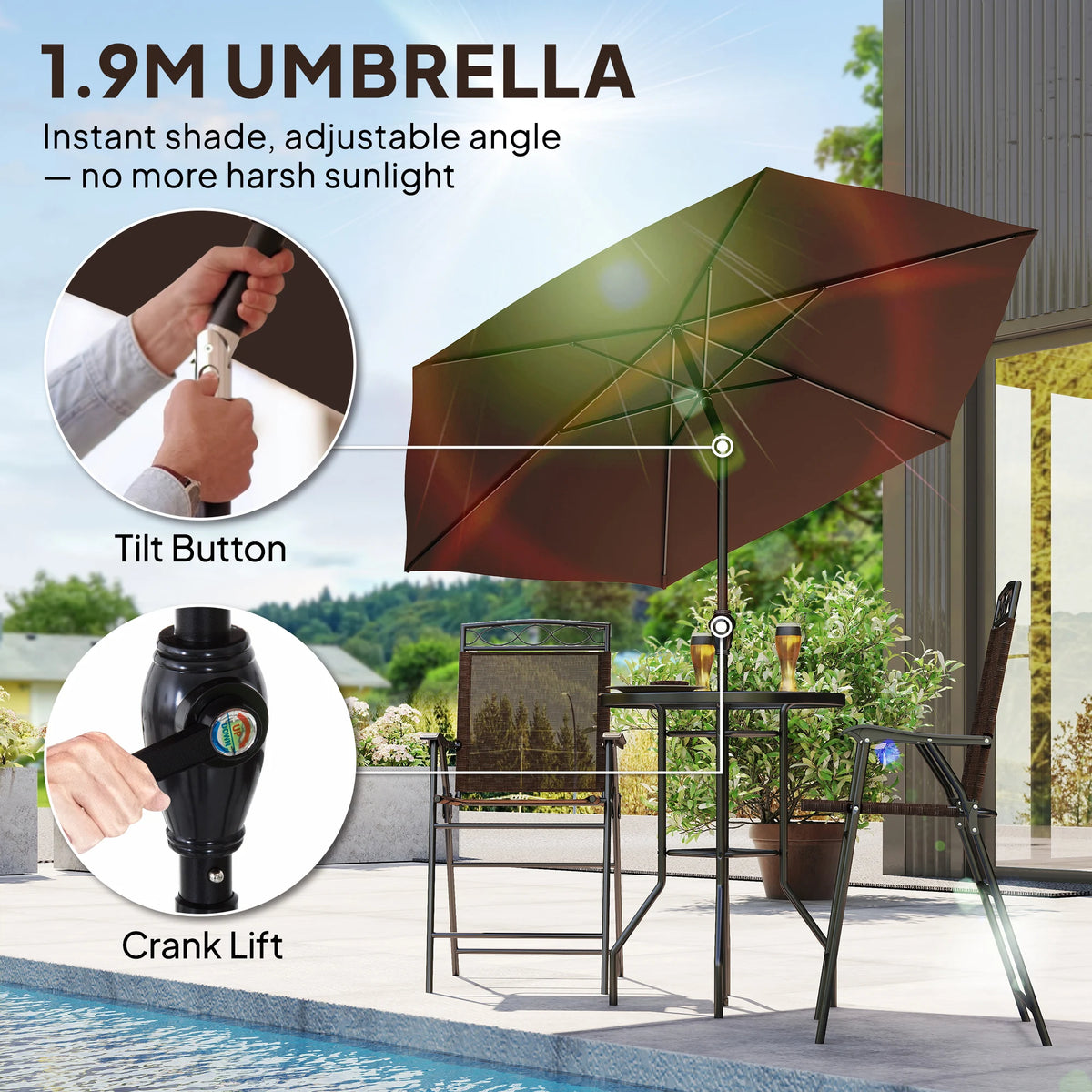 Outsunny Outdoor Patio Dining Set With Table And Umbrella