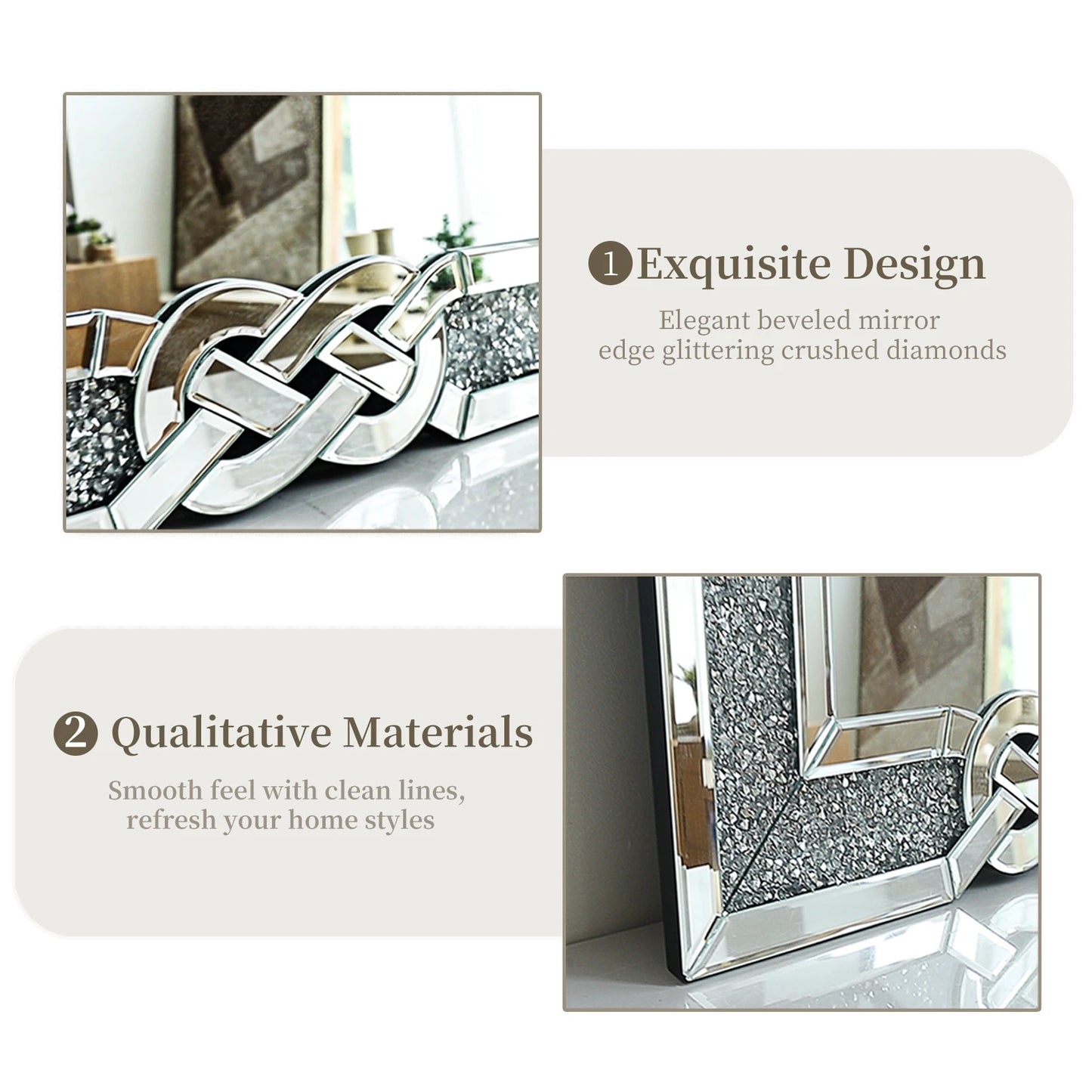 Wisfor Crushed Diamond Wall Mirror Crystal Frame