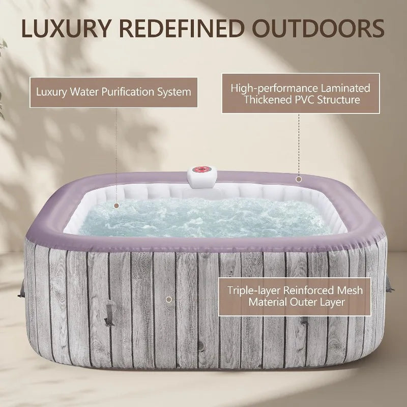 UHOMEPRO Inflatable Hot Tub With 130 Massage Jets And Cover