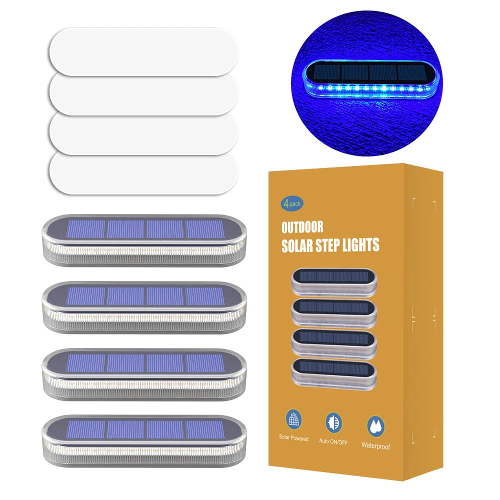 Solar LED Deck Lights Auto On Off IP68 Waterproof Outdoor