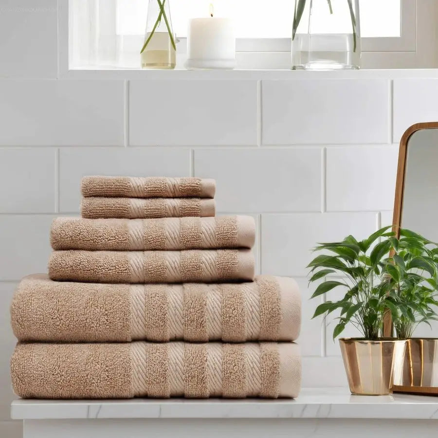 Bei 6-Piece Ring Spun Cotton Bath Towel Set Luxury Soft And Absorbent