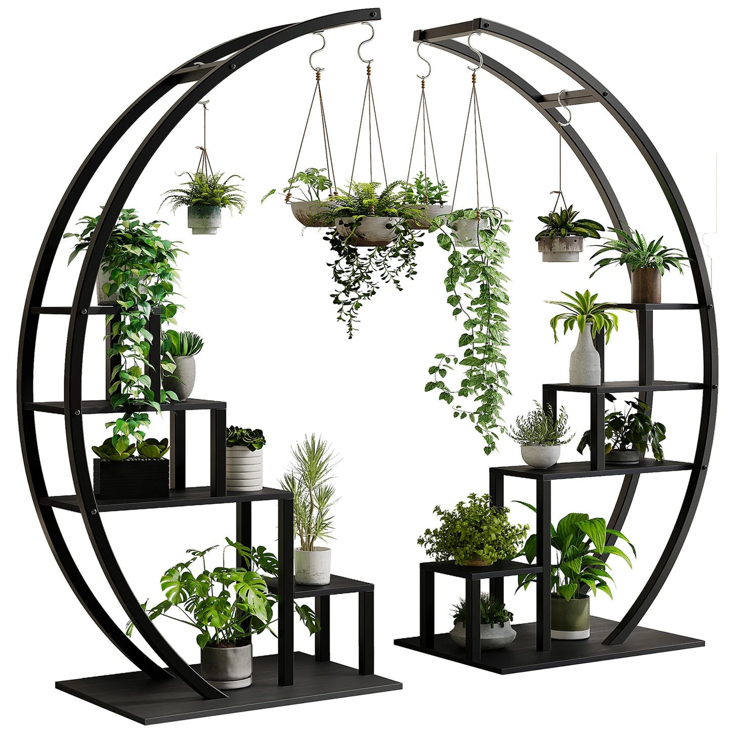 TWISTER.CK 5 Tier Plant Stand Indoor Metal Half Moon Rack 2 Pack