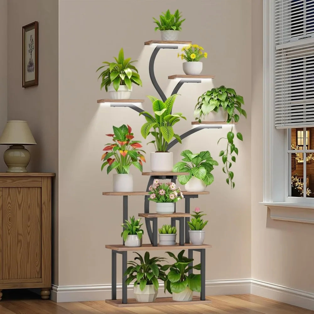 RBXC Tree Shaped Indoor Plant Stand With Grow Lights
