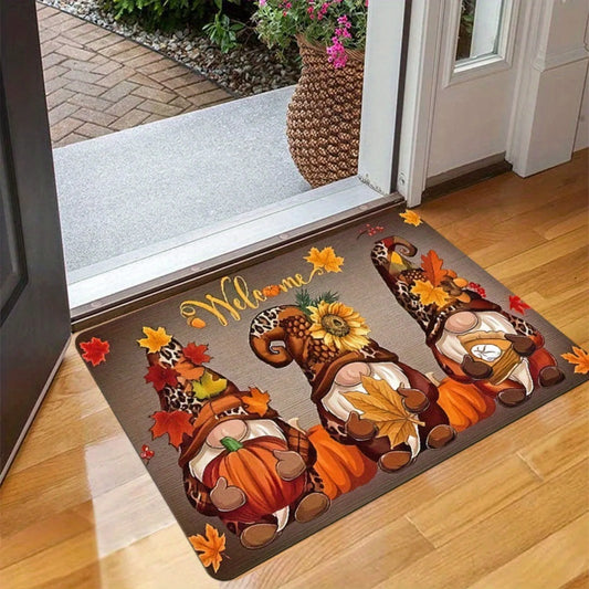 Autumn Gnome Anti Slip Indoor Outdoor Waterproof Entry Door Mat