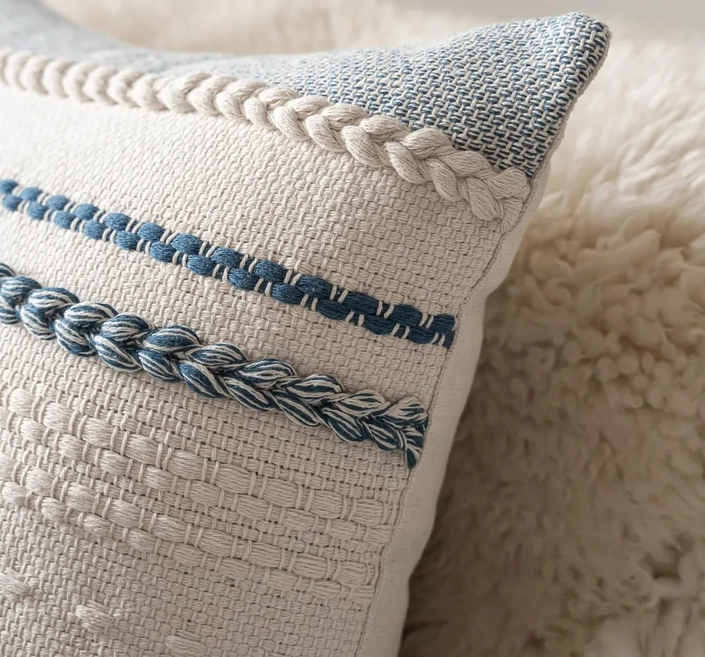 Boho Throw Pillow Covers Set Of 2, Textured Cushion Covers For Farmhouse Decor