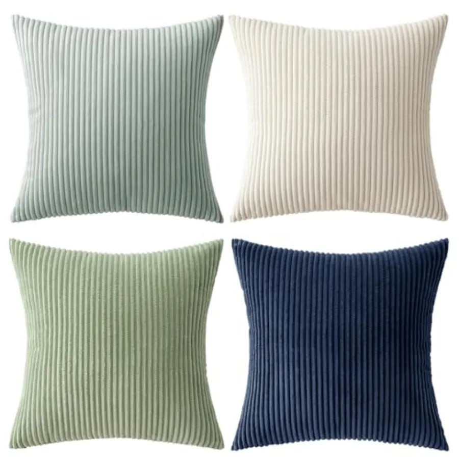 Boho Farmhouse Throw Pillow Covers Set Of 4 Corduroy Cushions