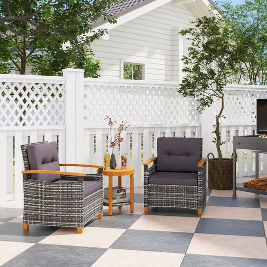 Outsunny Rattan Wicker Patio Bistro Set With Cushions