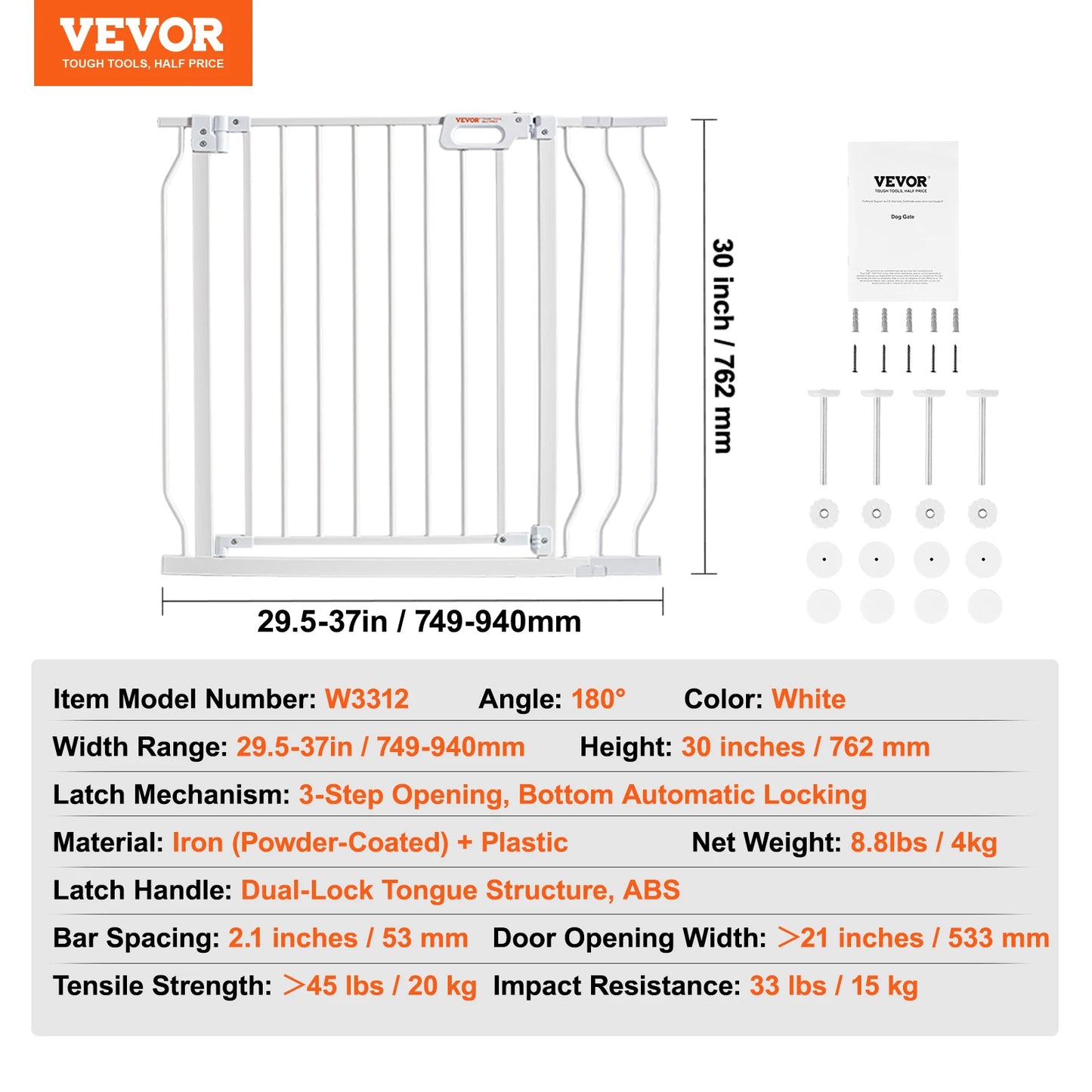 SucceBuy Pressure Mount Baby Gate Child Pet Safety