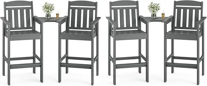 Farini Set Of 2 Tall Adirondack Chairs HDPE Bar Height
