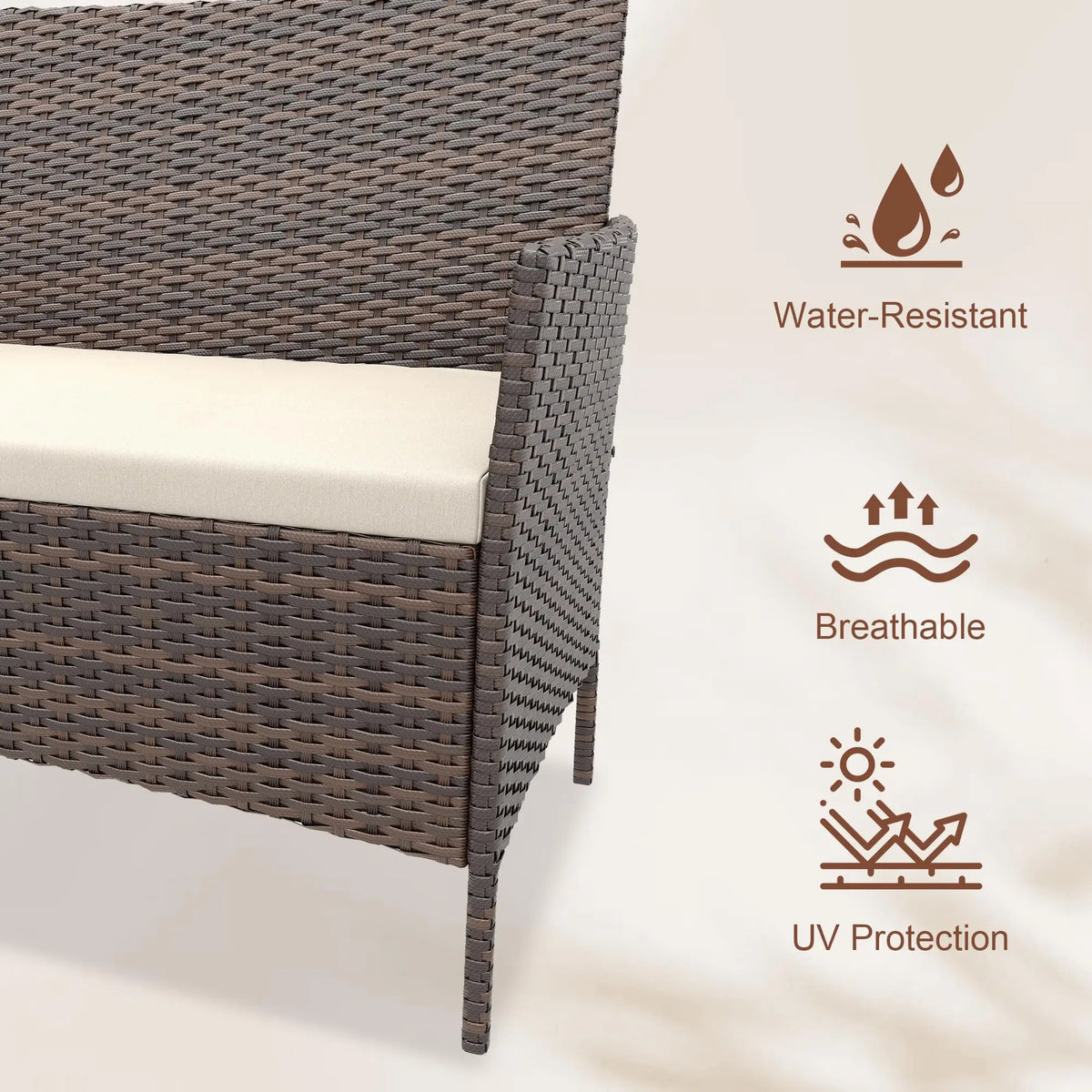 HiMISS Four Piece Outdoor Rattan Patio Furniture Set With Cushions