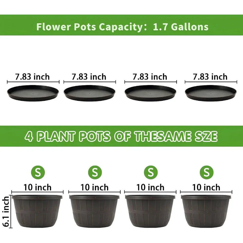 NBVCX Plastic Flower Pots With Drainage Holes And Saucers