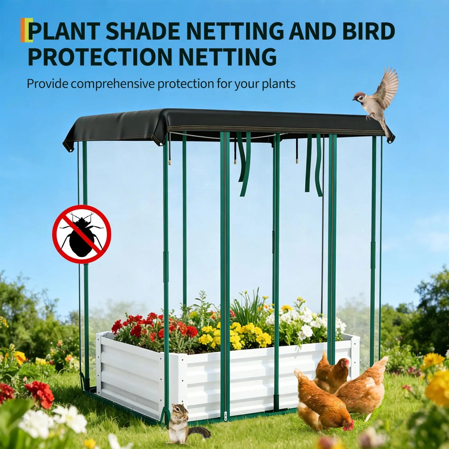 HiMISS 3in1 Raised Garden Bed Kit Metal Planter Box