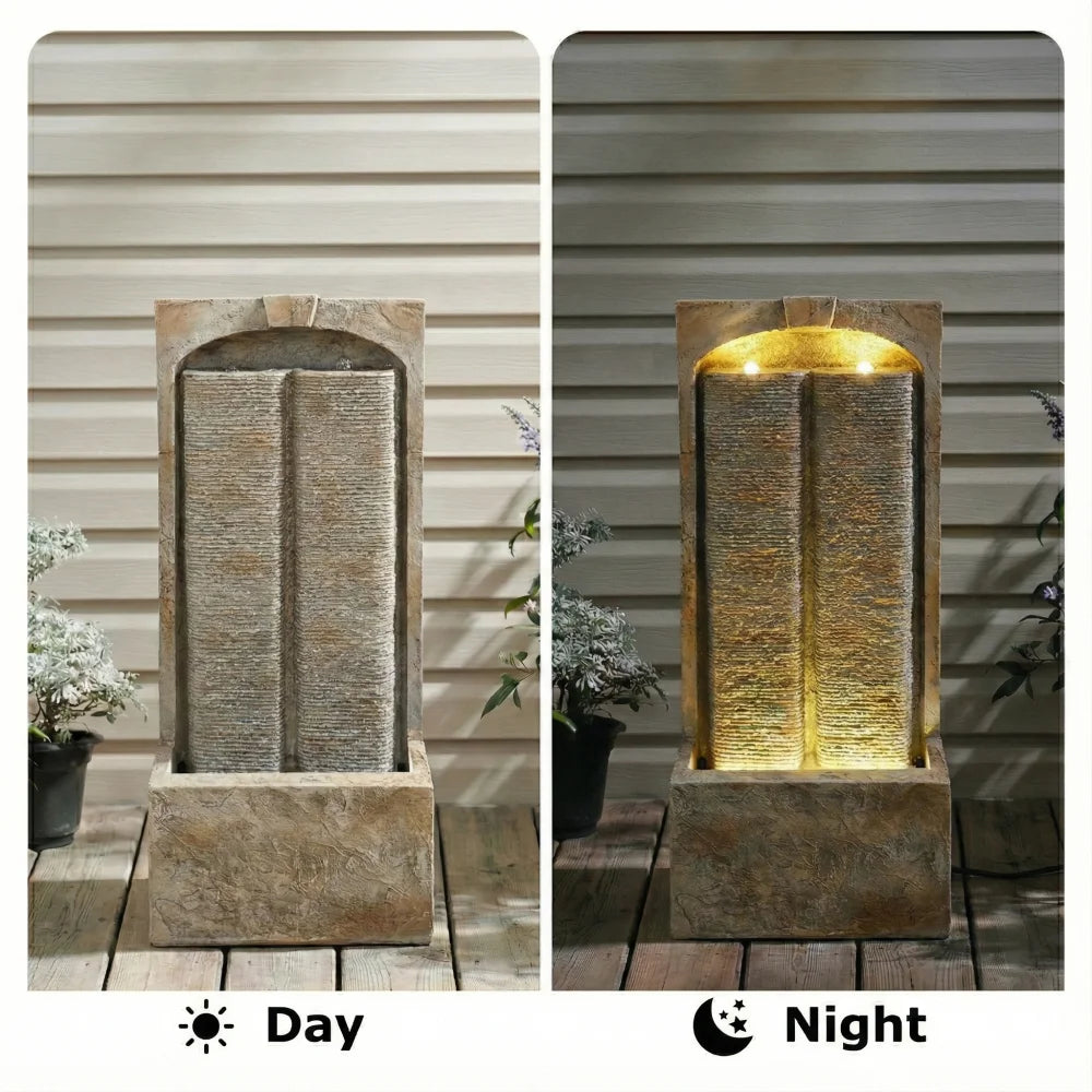 Outdoor Cascading Waterfall Fountain With LED Lights