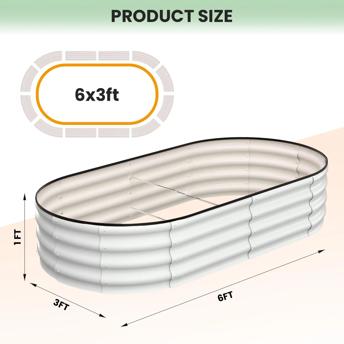 HiMISS 2 Pack Oval Galvanized Steel Raised Bed Open Base