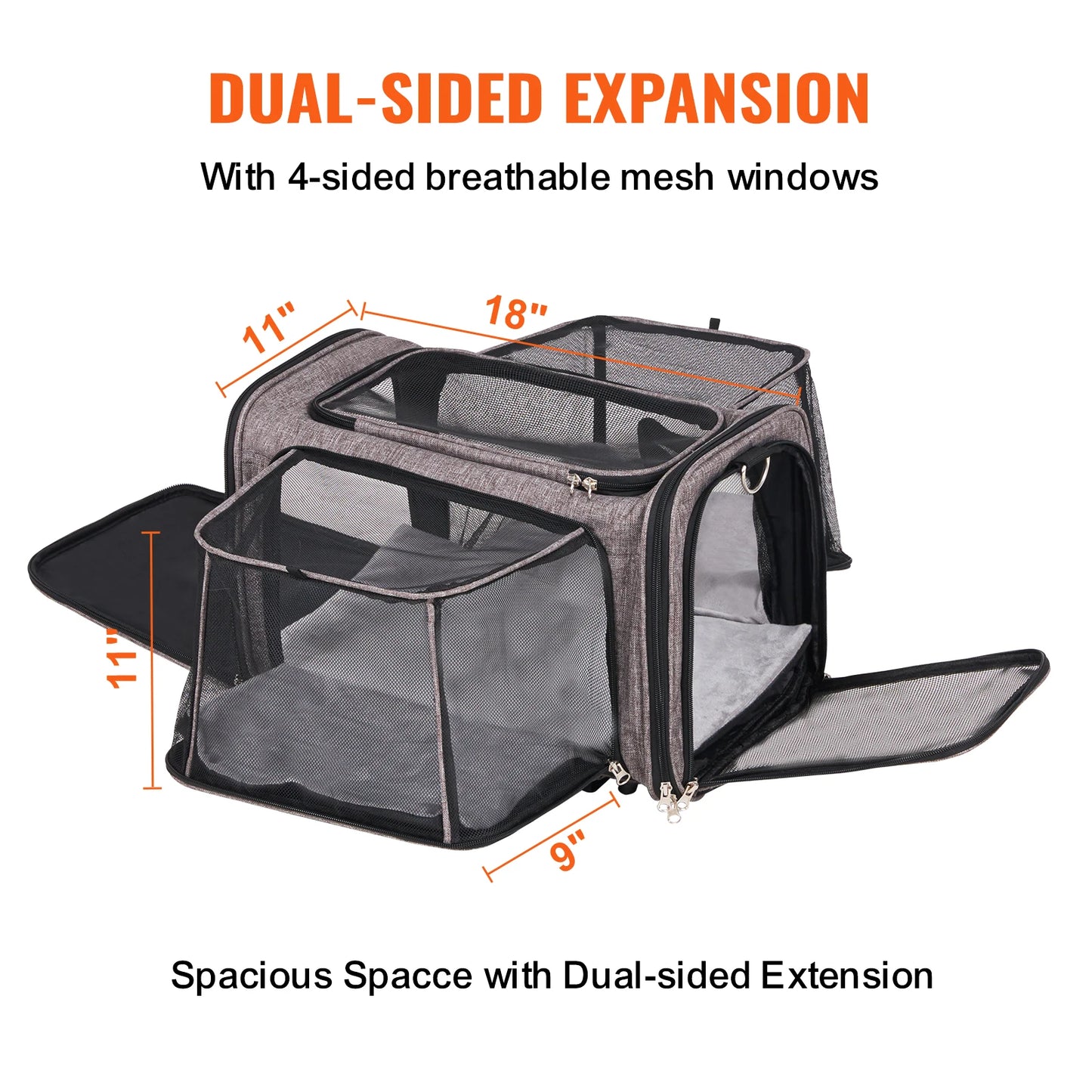 Pet Cat Carrier Backpack With Wheels And Telescopic Handle For Travel