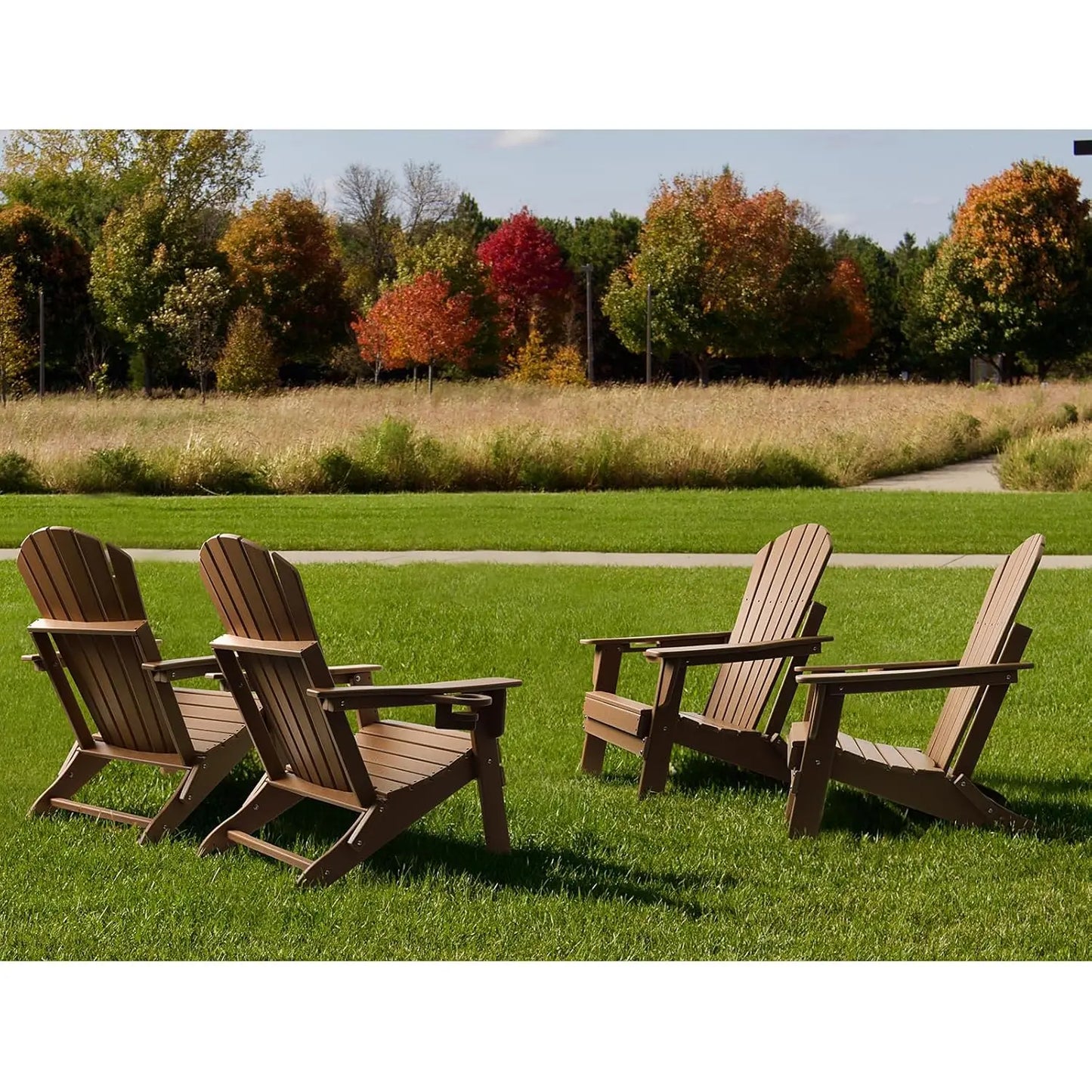 All Weather Adirondack Chair Set 4 Piece With Cup Holders