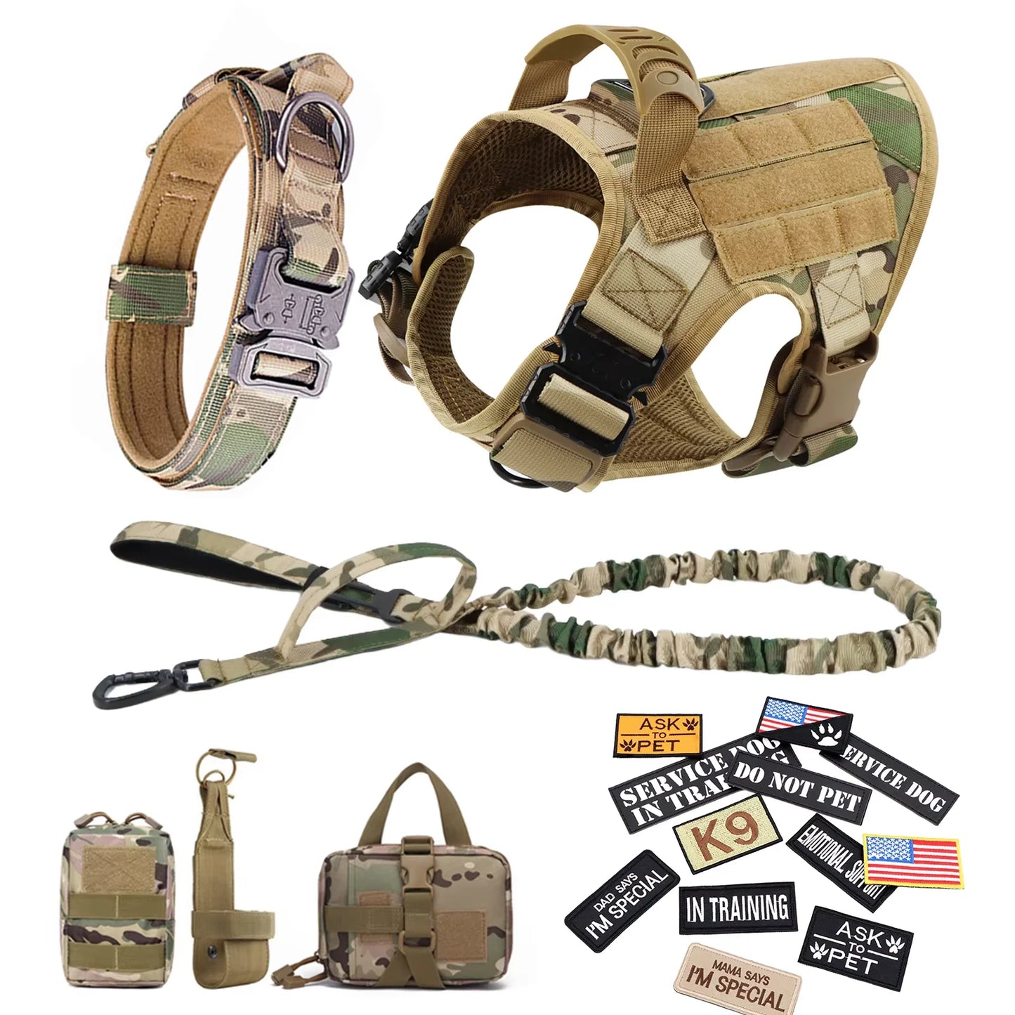 Military Tactical Dog Harness Vest Set For Malinois Training