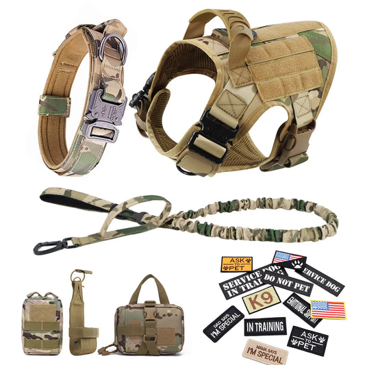 Military Tactical Dog Harness Vest Set For Malinois Training