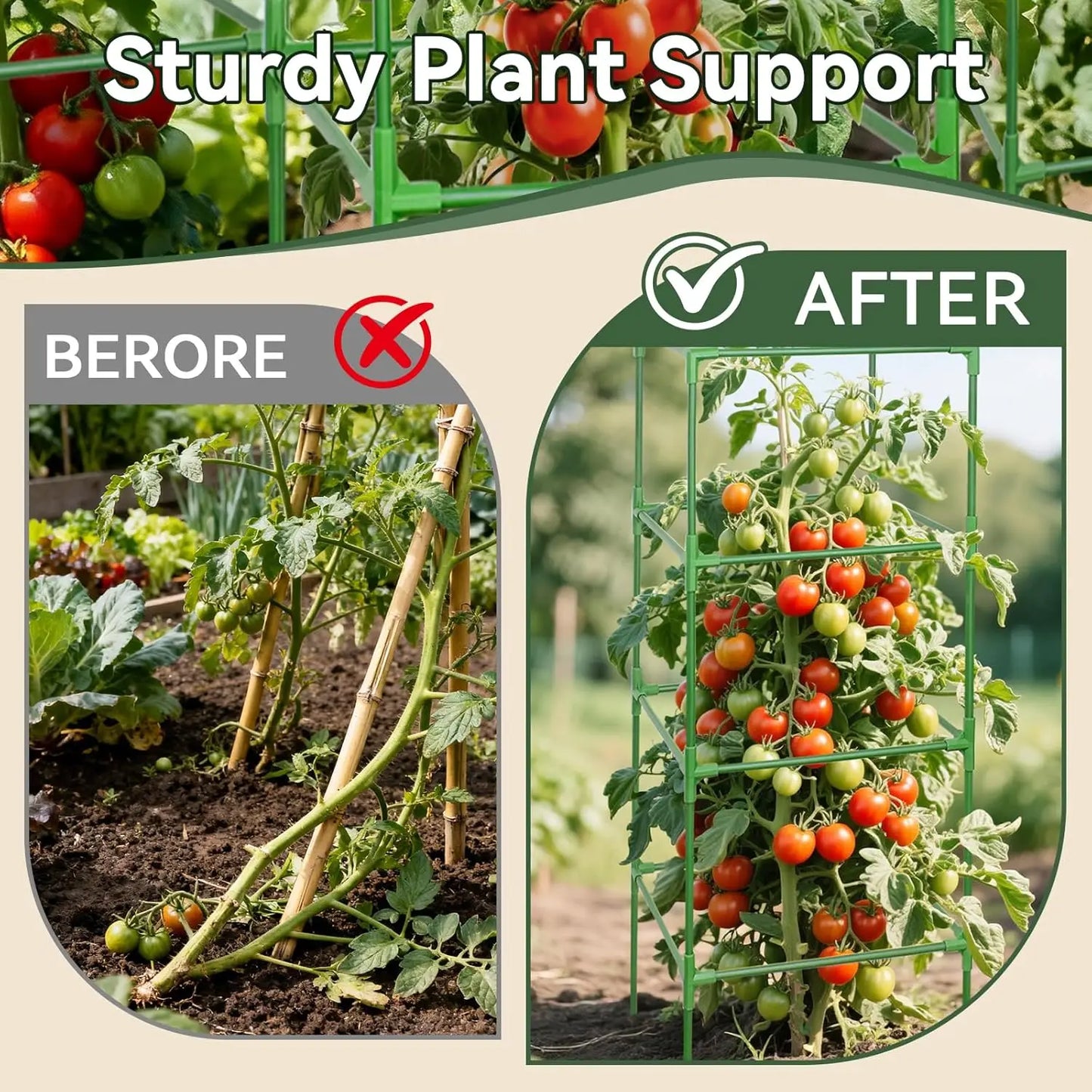 Tomato Cage Set 4 Pack Heavy Duty Adjustable Plant Supports