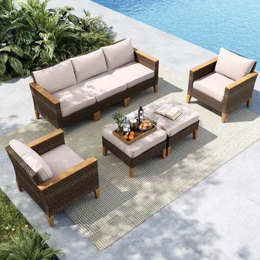 Wicker Patio Furniture Set All Weather Outdoor Rattan Conversation