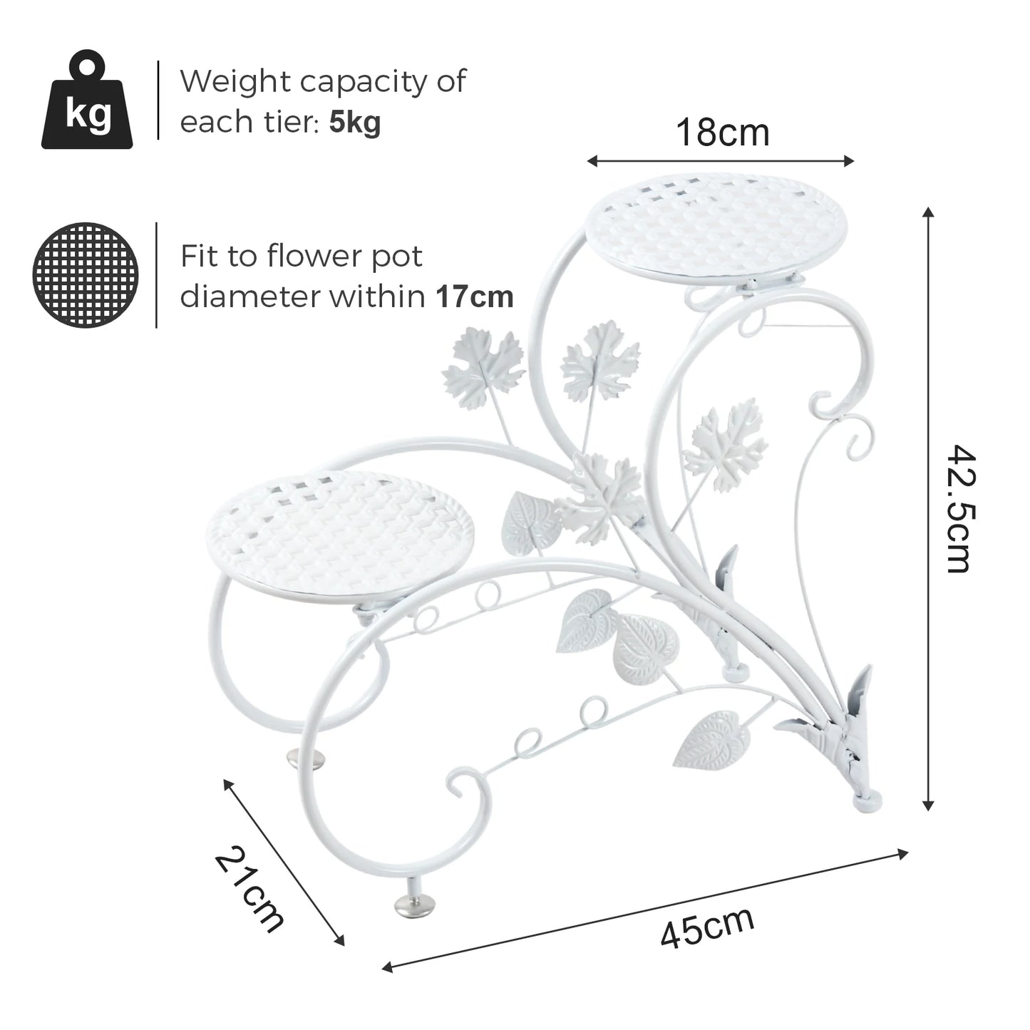 Rustproof 4-Tier Metal Plant Stand For Garden And Office