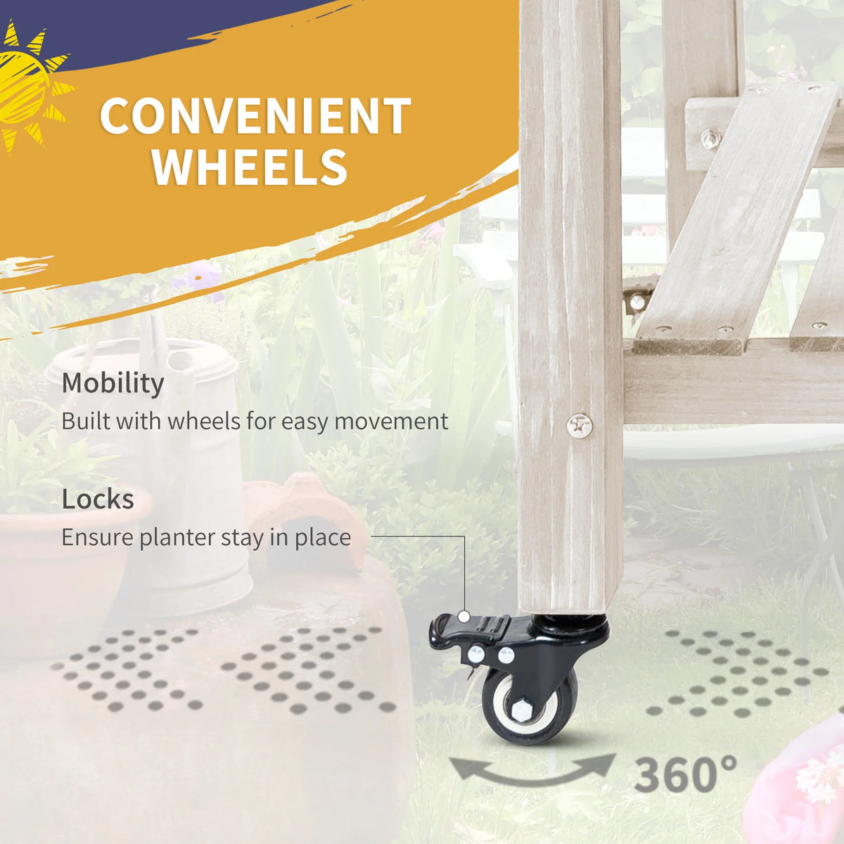 Outsunny 8 Grid Rolling Garden Planter With Integrated Storage Shelf