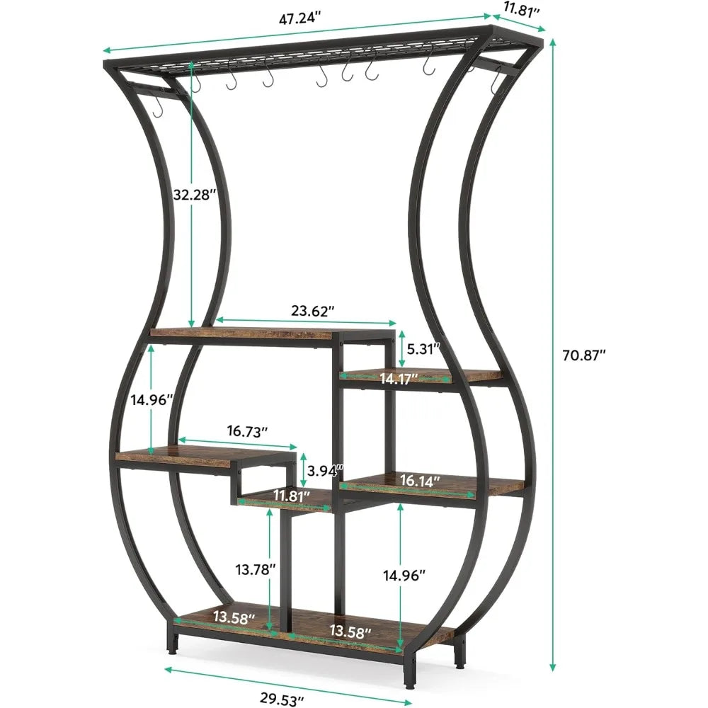 RBXC Vase-Shaped Ladder Plant Stand With 10 Durable Hooks