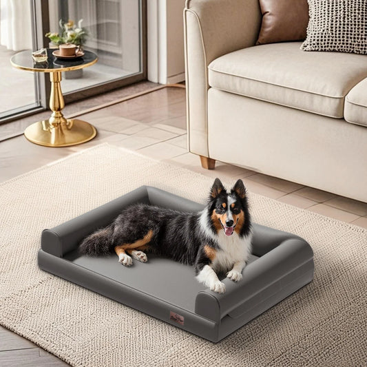BINGOPAW Orthopedic Dog Bed With Supportive Bolster And Washable Cover