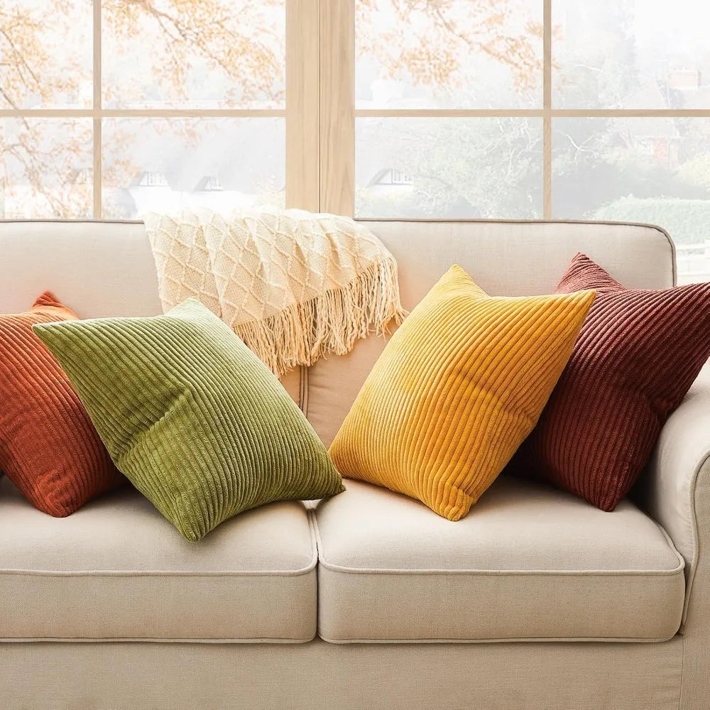 Corduroy Throw Pillow Covers Set Of 4 For Sofa Decor