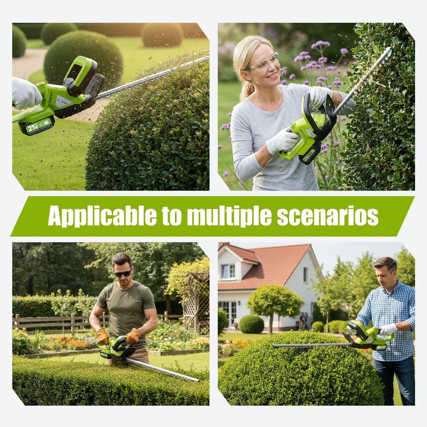Cordless Hedge Trimmer 21V 3Ah Battery Included For Yard