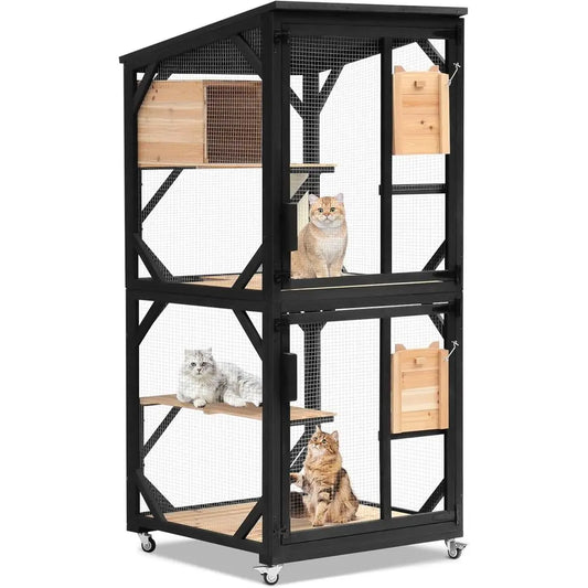 Four Tier Outdoor Cat Catio With Removable Platforms