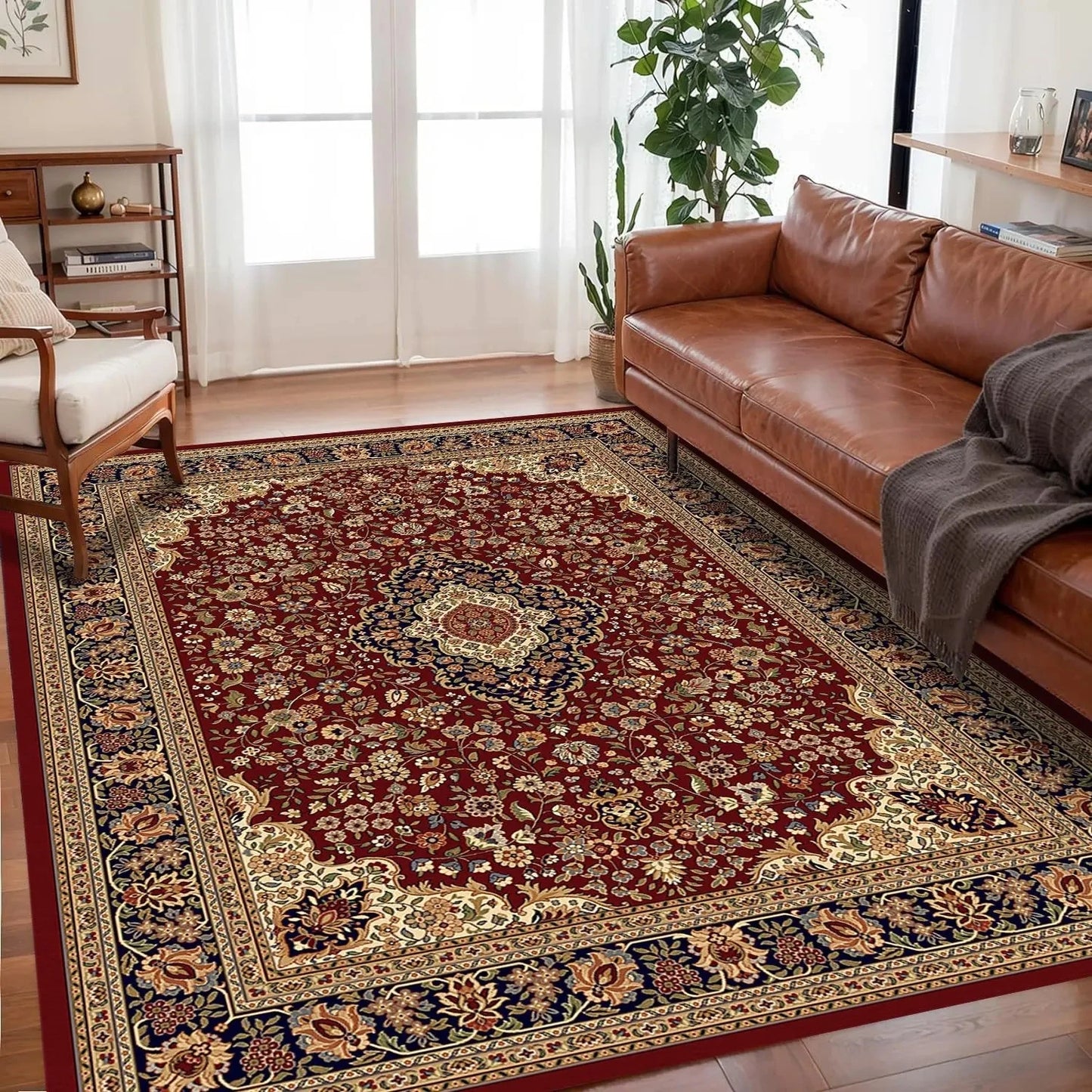 VIKAMA Bohemian Crystal Velvet Anti Slip Living Room Rug