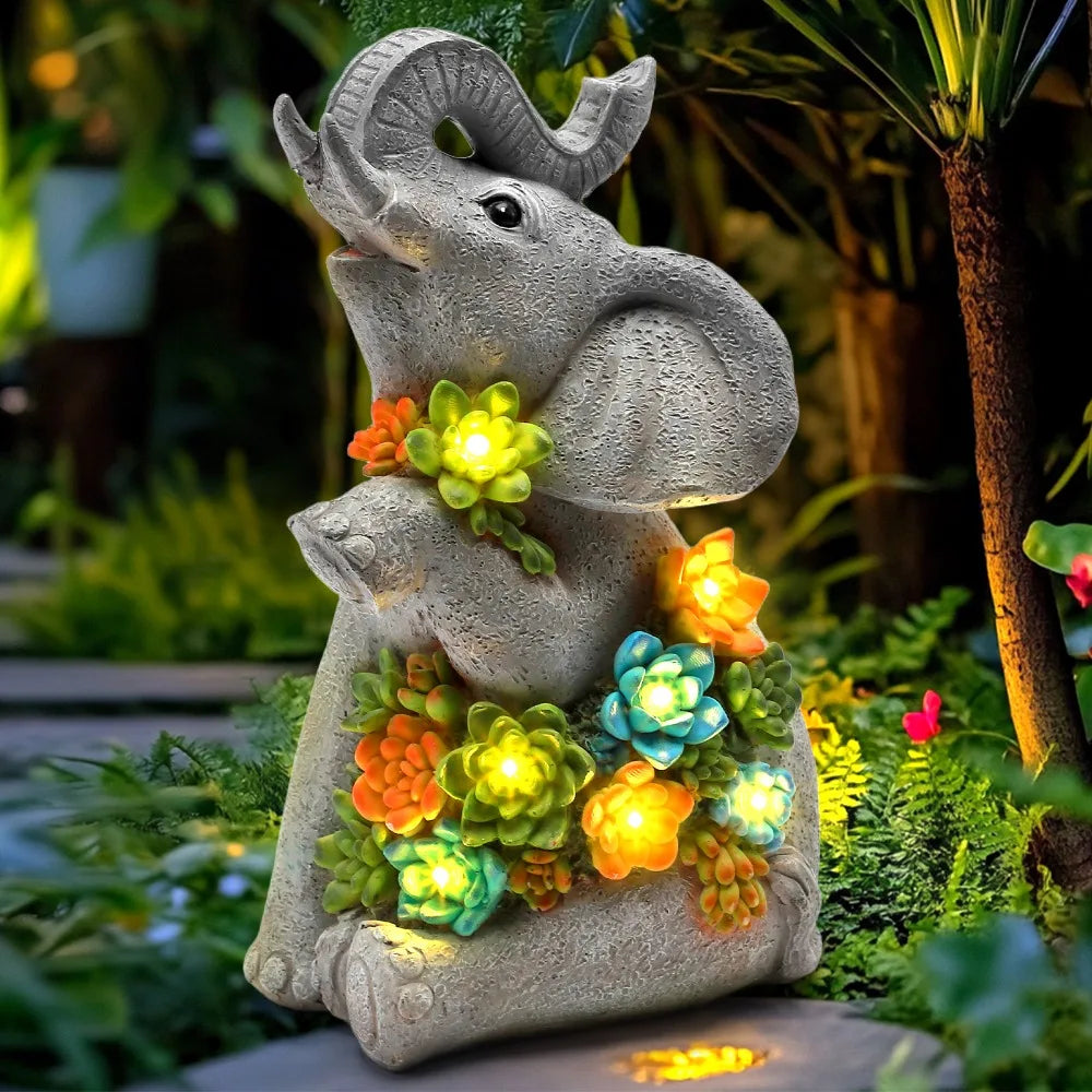 Solar Powered Garden Animal Statue Decor For Outdoor Landscaping