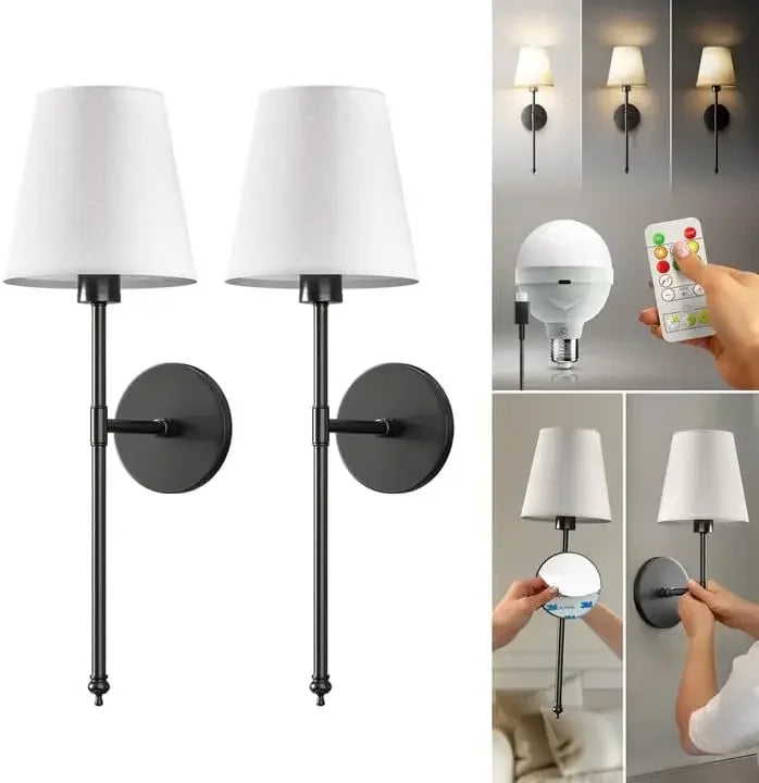 Set Of Wireless Wall Sconces With Remote And Rechargeable LEDs